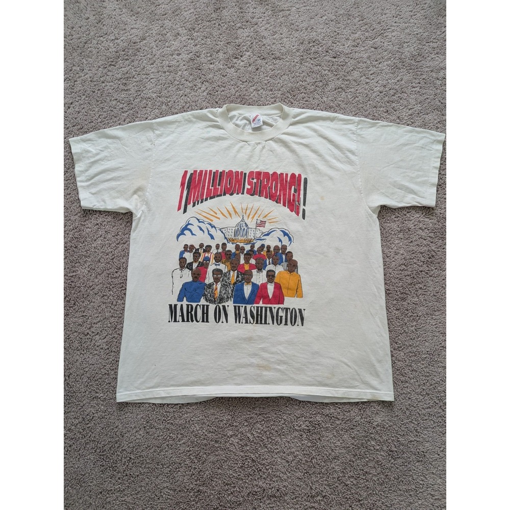 Vintage Jerzees Shirt 1995 Million Man MarchGraphic Print FarrakhanSize 2XL